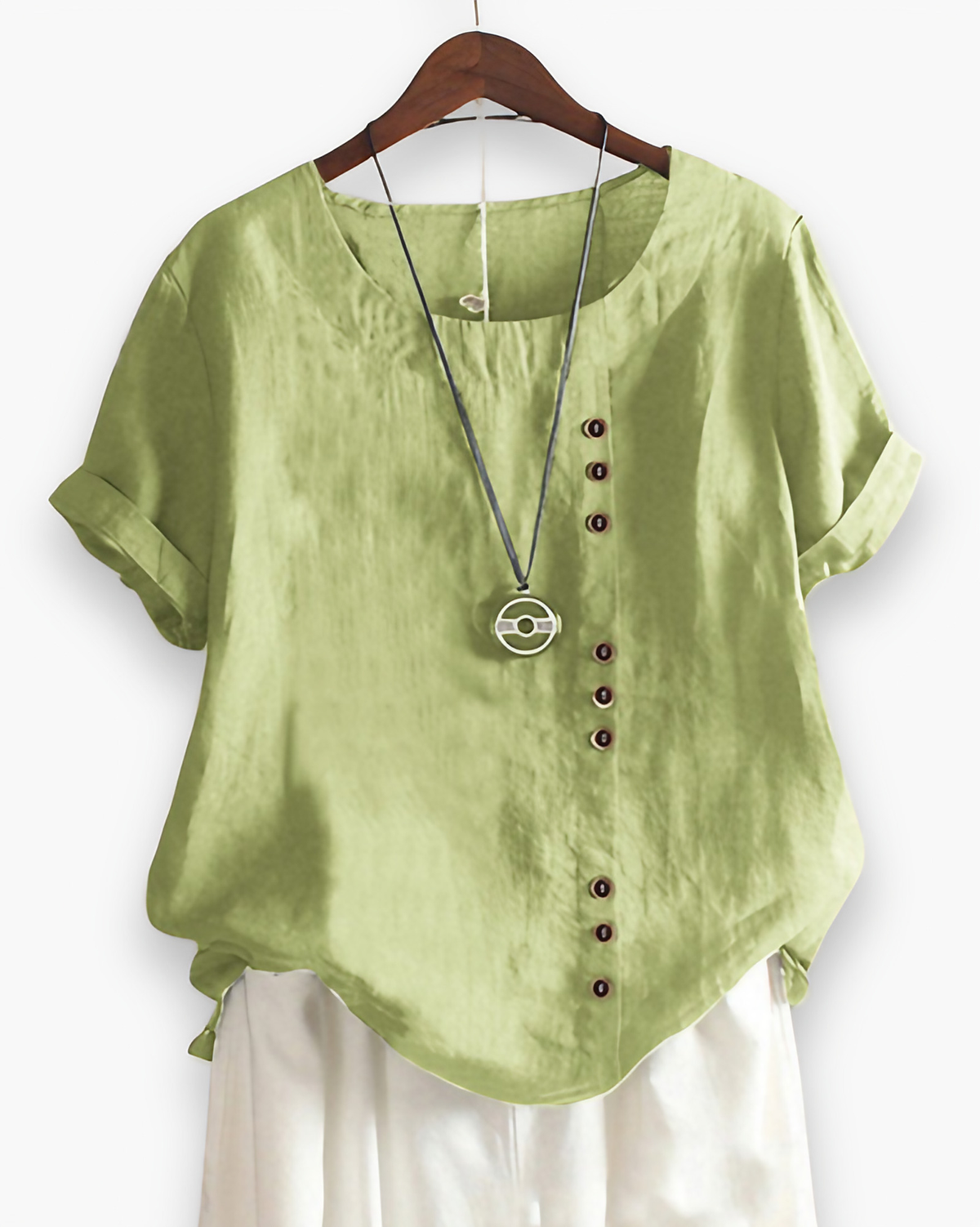 Top femme boutonné pour l'été, huit coloris, du S au 5XL, vert clair