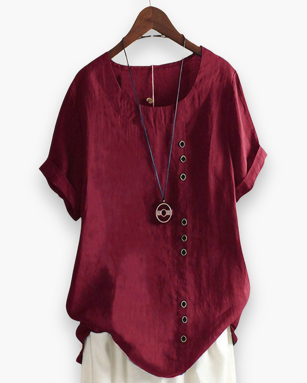 Top femme boutonné pour l'été, huit coloris, du S au 5XL, bordeaux