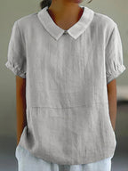 Top femme brodé à boutons, pour le printemps, du S au 3XL, gris clair
