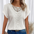 Haut en dentelle femme coupe ajustée, sept coloris, XS au 3XL, blanc