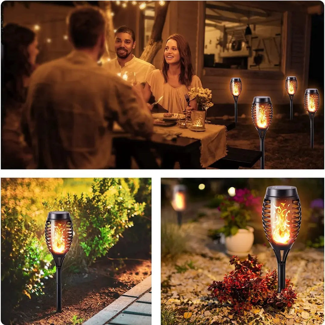 Torche solaire LED pour jardin à effet flamme