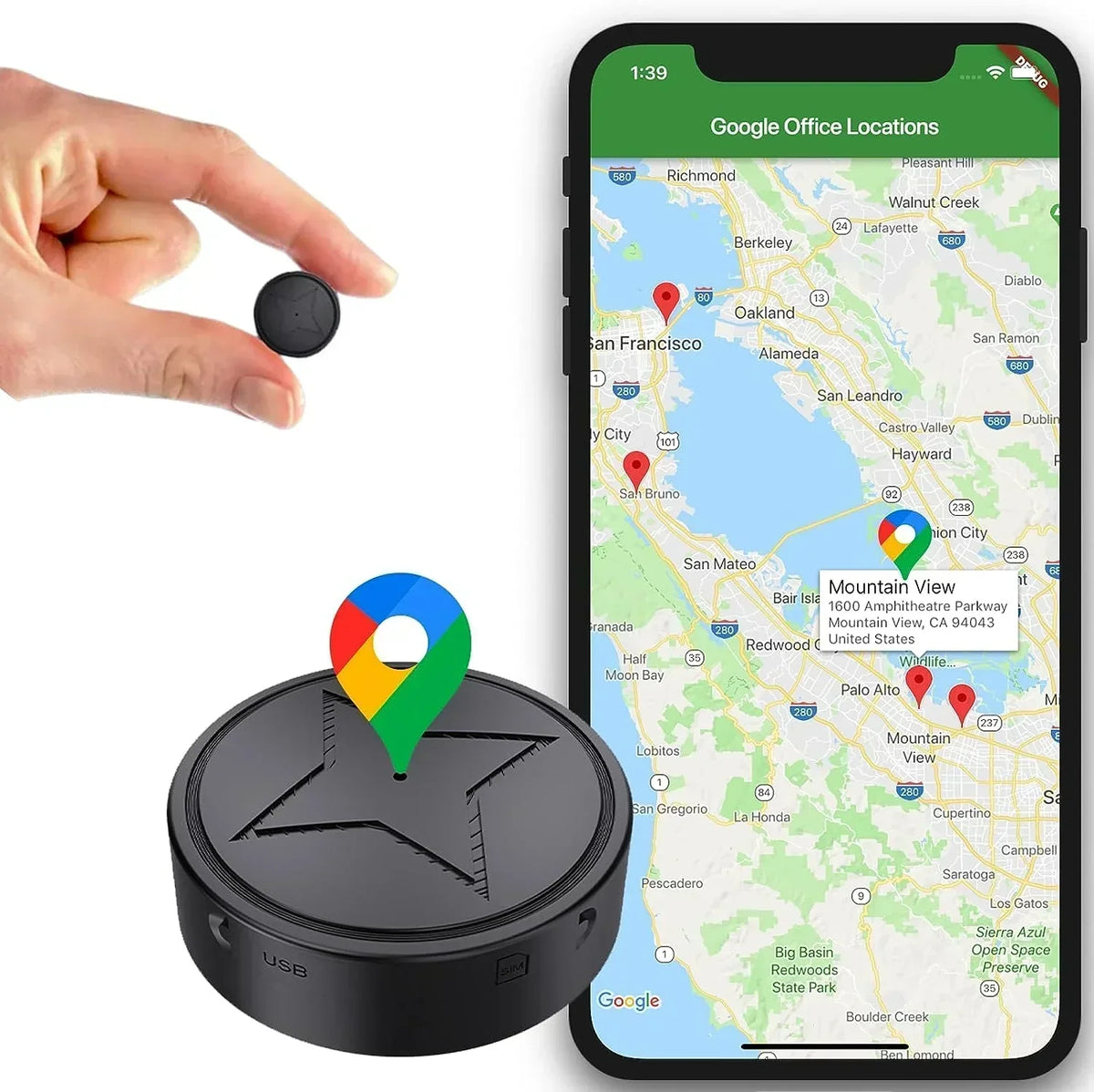 Traceur GPS aimanté, suivi en temps réel sur smartphone