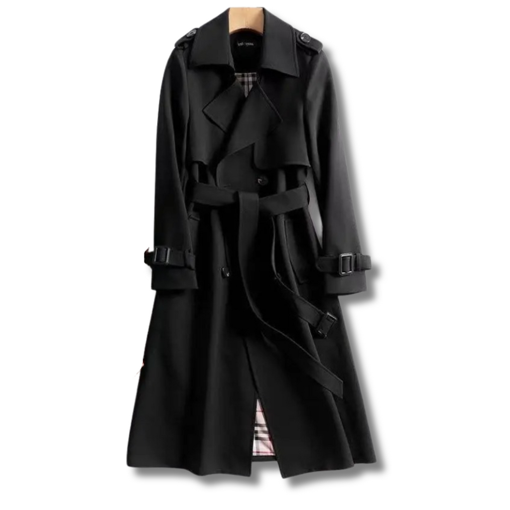 Trench femme déperlant, taille et poignets réglables, XS au 3XL, noir