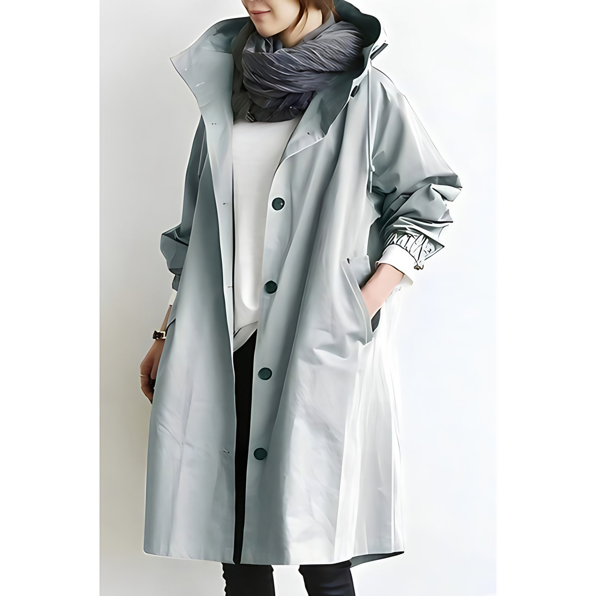 Trench-coat femme coupe ajustée, résistant à l'eau, bleu clair
