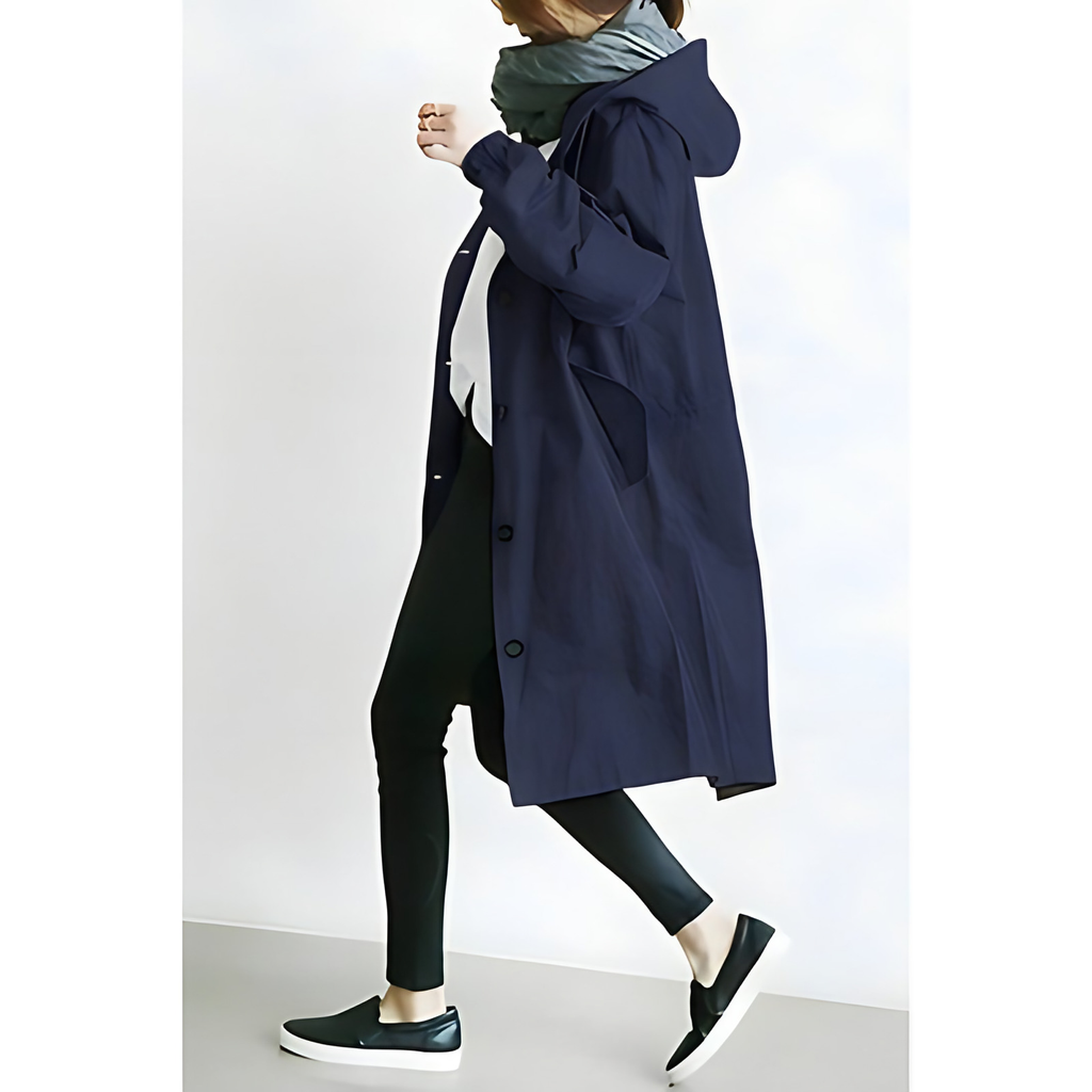 Trench femme ceinturé et boutonné, sept coloris, du S au 3XL, bleu marine