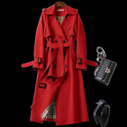 Trench coat femme léger, taille ajustable, sept coloris, rouge