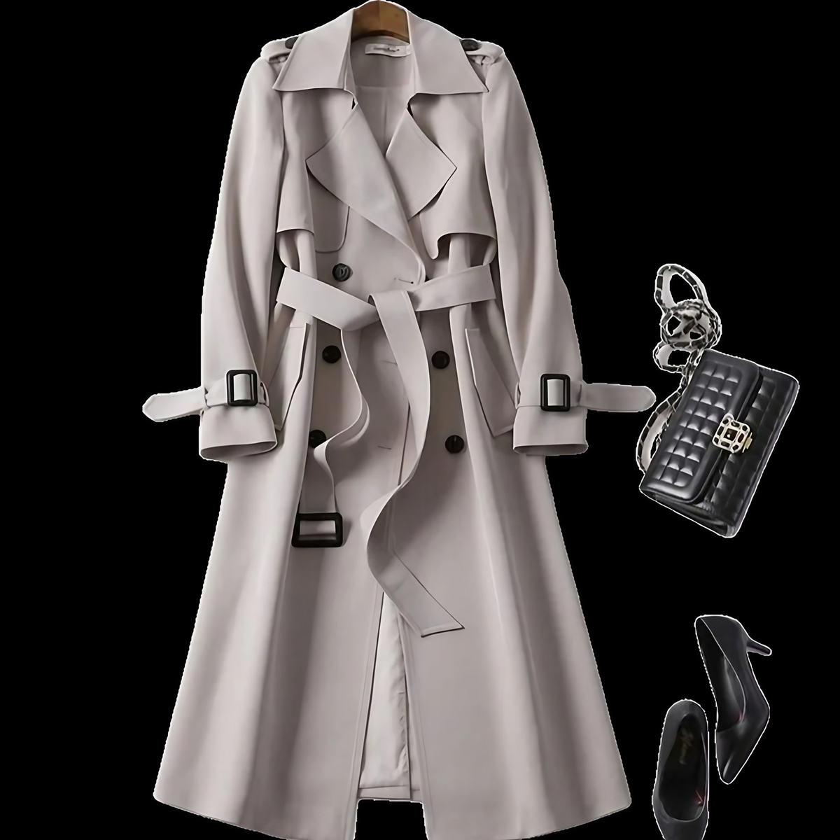 Trench coat femme léger, taille ajustable, sept coloris, gris