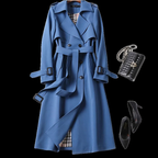 Trench coat femme léger, taille ajustable, sept coloris, bleu