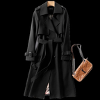 Trench coat femme léger, taille ajustable, sept coloris, noir