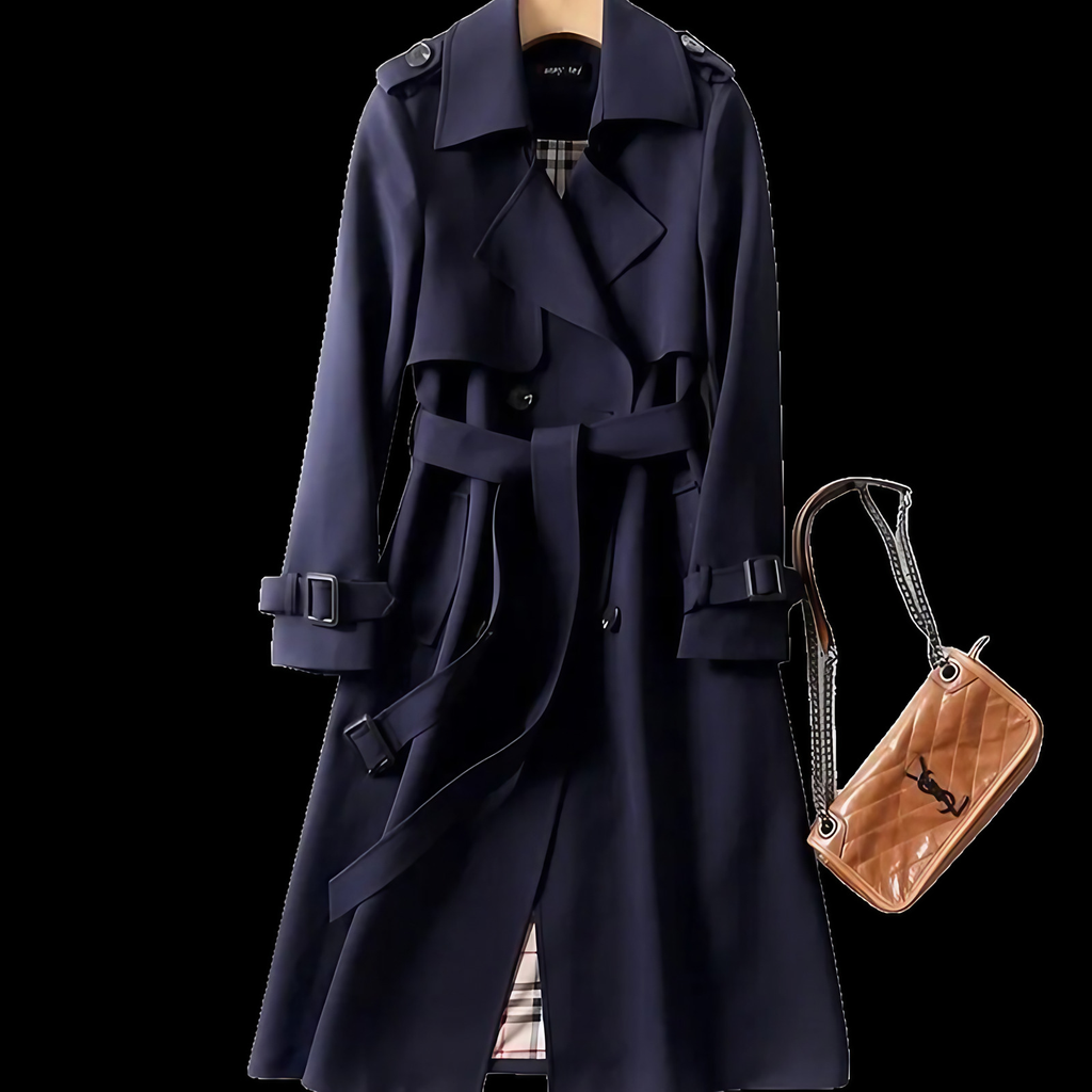 Trench coat femme léger, taille ajustable, sept coloris, bleu foncé