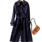 Trench coat femme léger, taille ajustable, sept coloris, bleu foncé