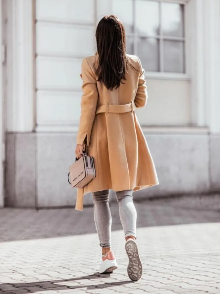 Trench-coat femme coupe ajustée, kaki, noir ou gris