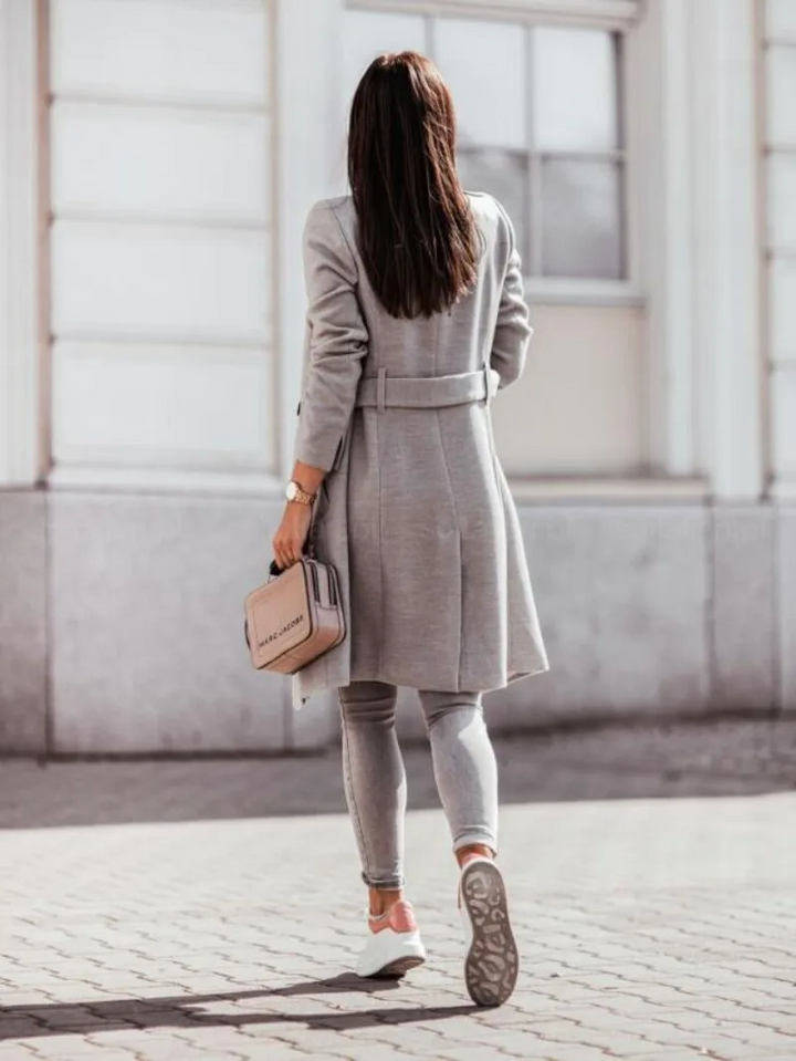 Trench-coat femme coupe ajustée, kaki, noir ou gris