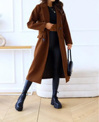 Trench long femme ajusté à ceinture, cinq coloris, S au 5XL, marron