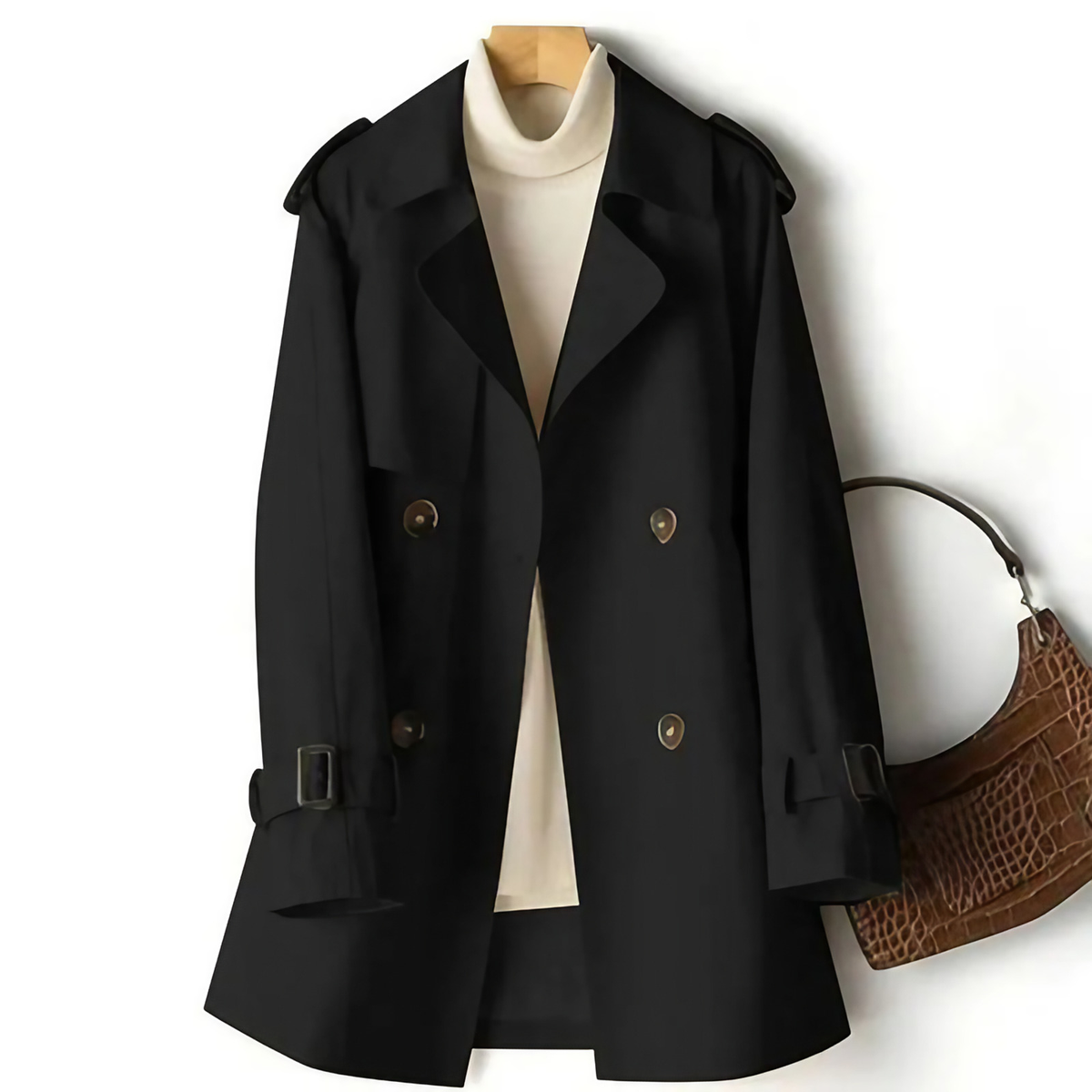 Trench femme long, coupe fluide, cinq coloris, du XS au 3XL, noir