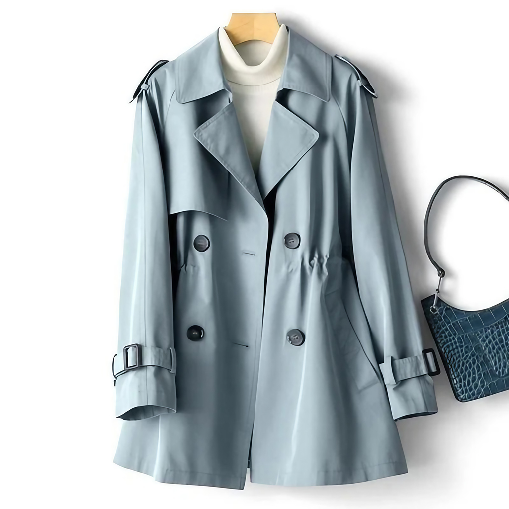 Trench femme long, coupe fluide, cinq coloris, du XS au 3XL, bleu