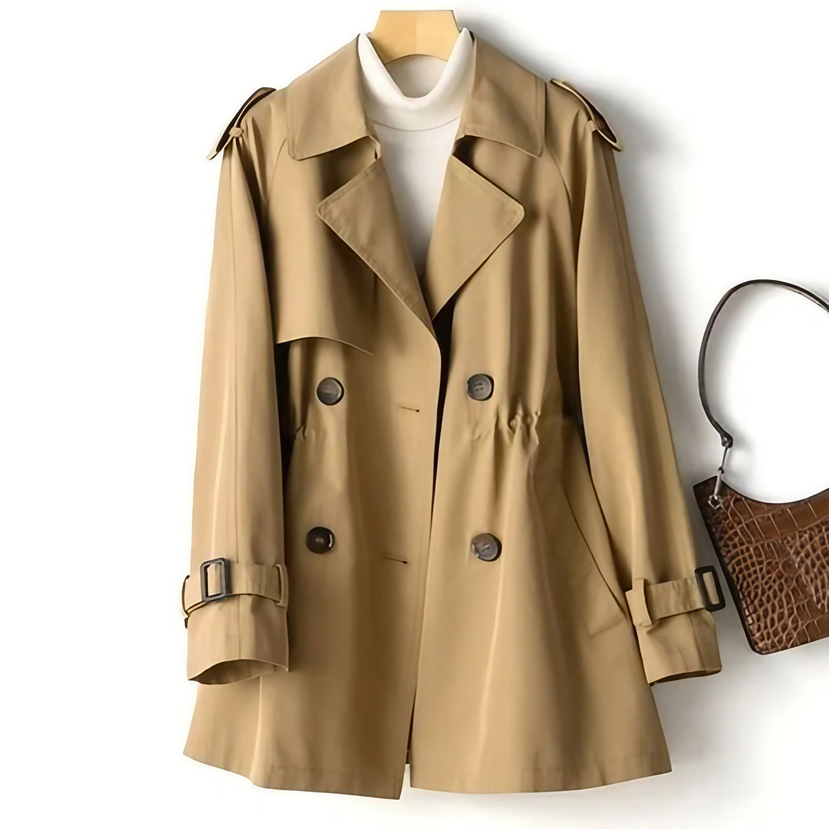 Trench femme long, coupe fluide, cinq coloris, du XS au 3XL, marron
