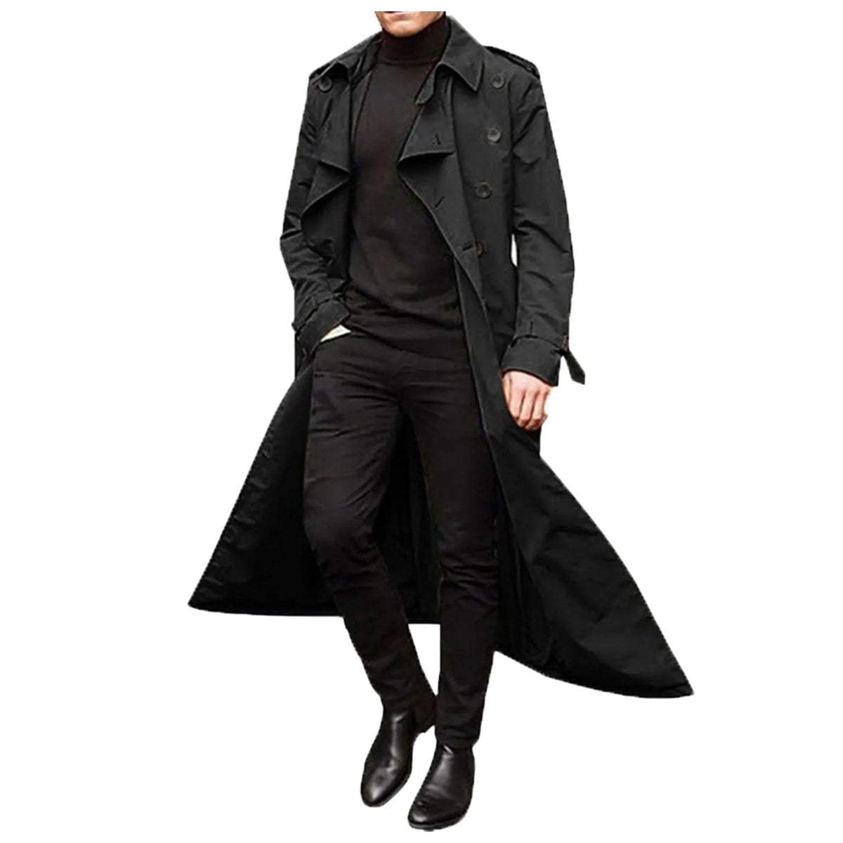 Trench homme imperméable, coupe classique, noir ou vert
