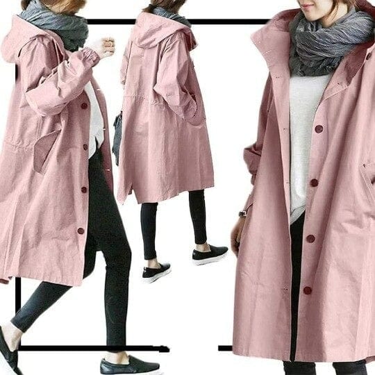 Trench imperméable femme ceinturé, doublé, six coloris, rose