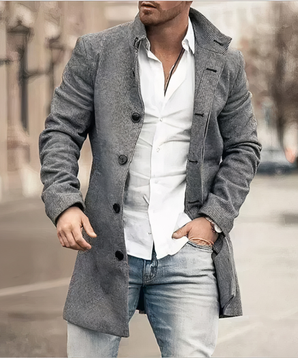 Trench coat homme coupe classique, mi-saison, du XS au 2XL, gris