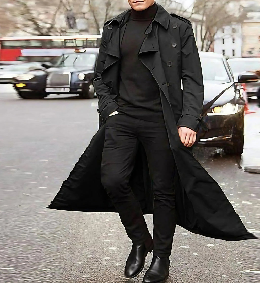 Trench homme imperméable, noir ou vert, du S au 3XL, noir