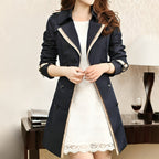 Trench long femme imperméable à ceinture, kaki ou noir