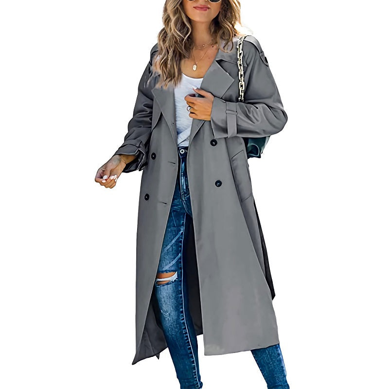 Trench long femme imperméable, six coloris, du S au 2XL, gris