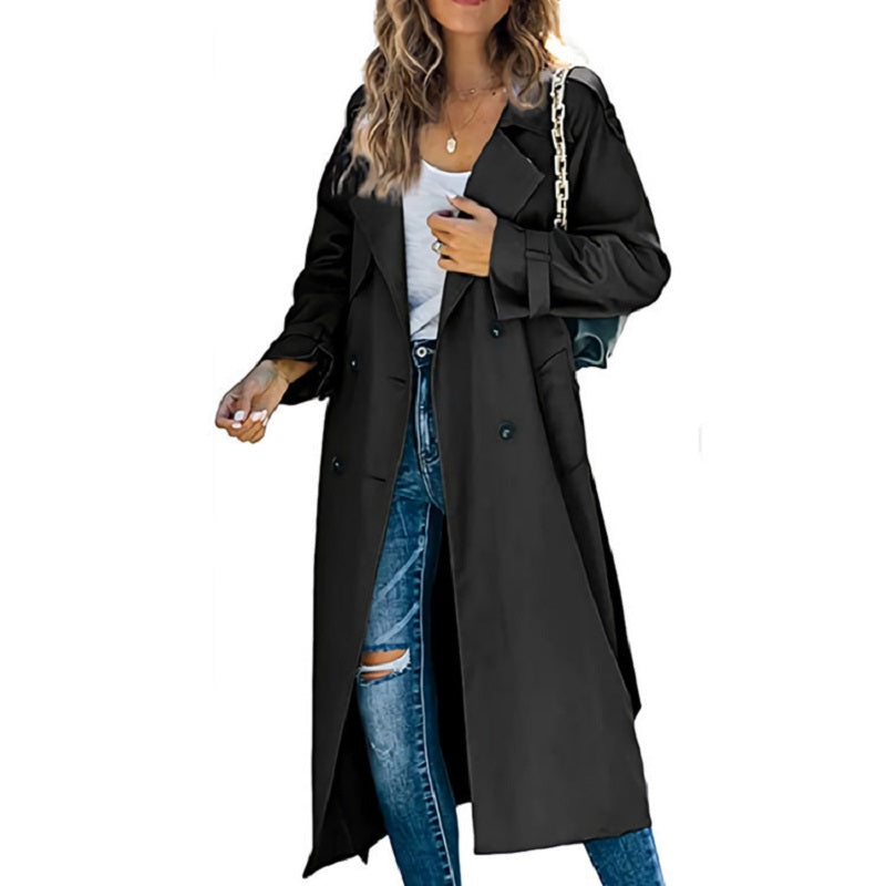 Trench long femme imperméable, six coloris, du S au 2XL, noir