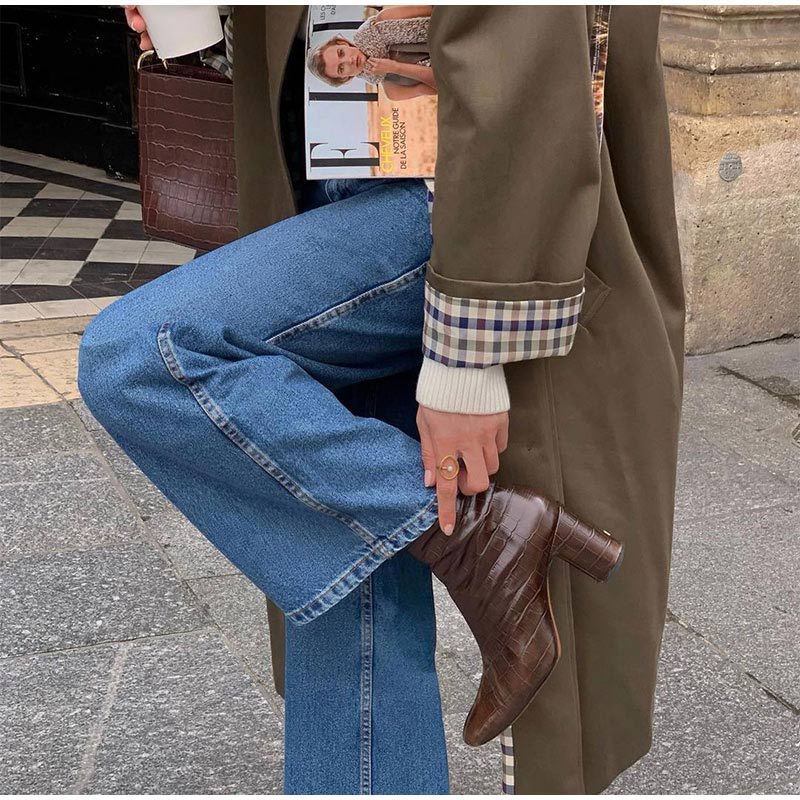 Trench long femme kaki, doublure à carreaux, du S au 3XL