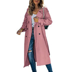 Trench long femme mi-saison, six coloris, du S au 2XL, rose