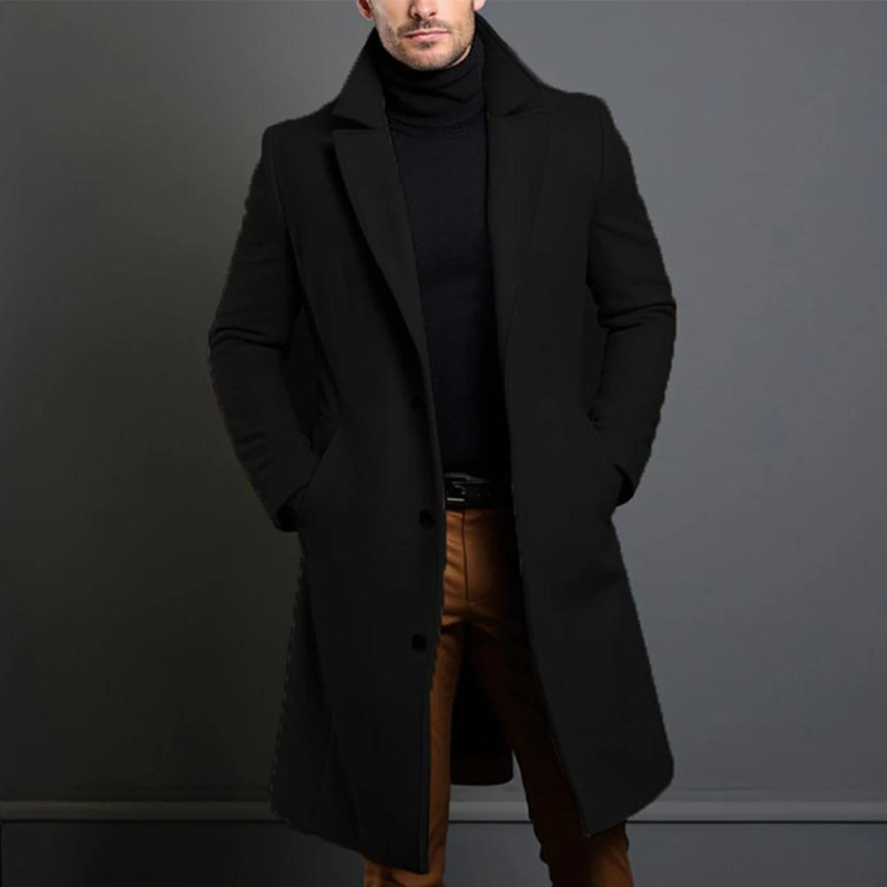 Trench long homme coupe classique, quatre coloris, du XS au XL, noir