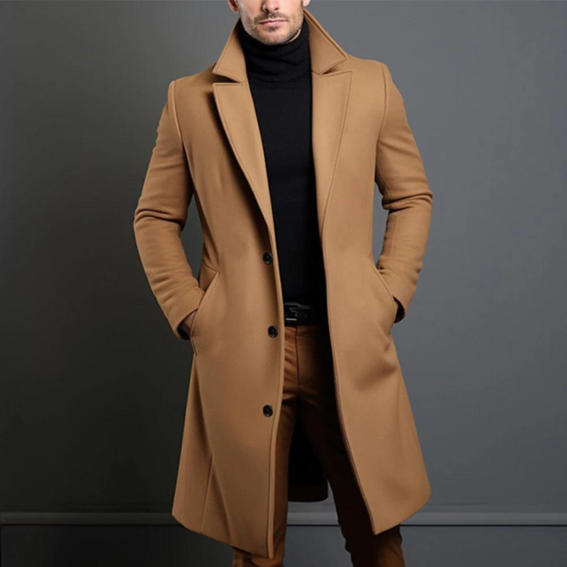 Trench long homme coupe classique, quatre coloris, du XS au XL, café