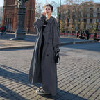 Trench long femme coupe oversize, kaki, gris ou noir, gris