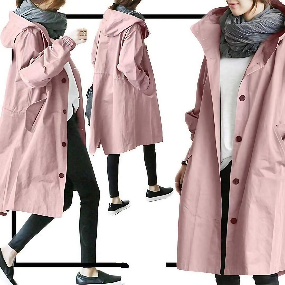 Trench femme imperméable et coupe-vent, neuf coloris, rose