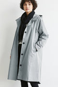 Trench de pluie femme long à capuche, imperméable, du S au 4XL, gris