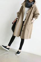 Trench de pluie femme long à capuche, imperméable, du S au 4XL, beige