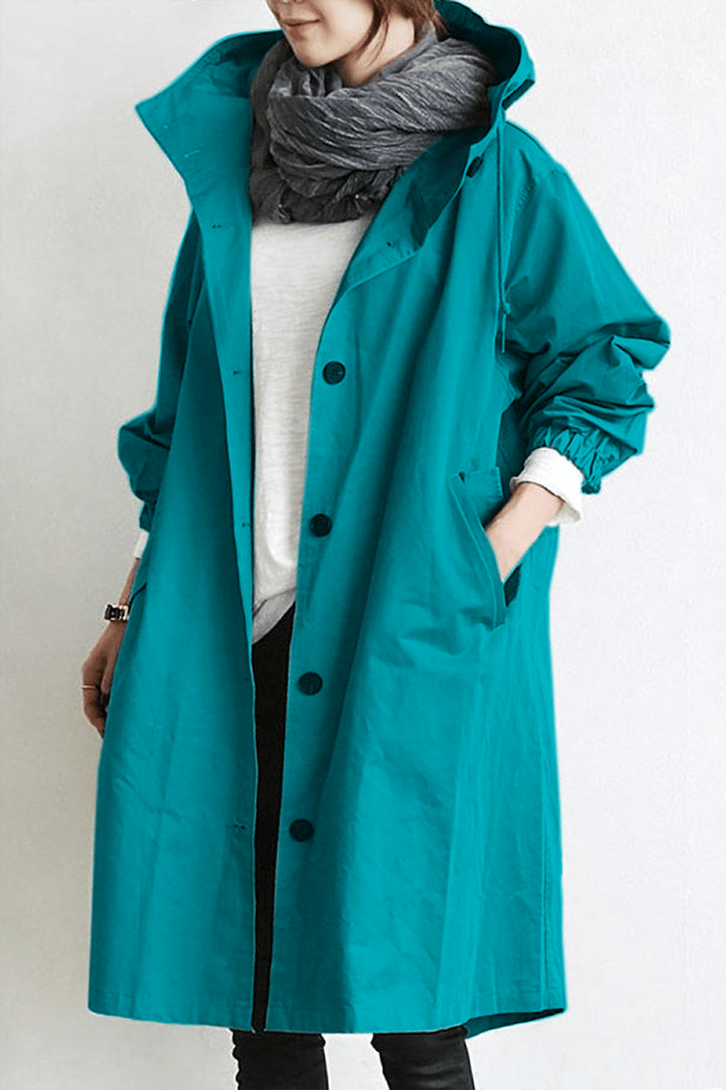 Trench de pluie femme long à capuche, imperméable, du S au 4XL, turquoise