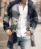 Trench homme coupe cintrée à col classique, du XS au 2XL, bleu-gris
