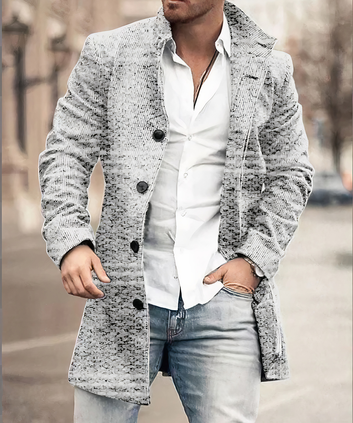 Trench homme coupe cintrée à col classique, du XS au 2XL, gris b