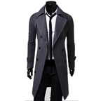Trench homme ceinturé, coupe ajustée, quatre coloris, gris foncé