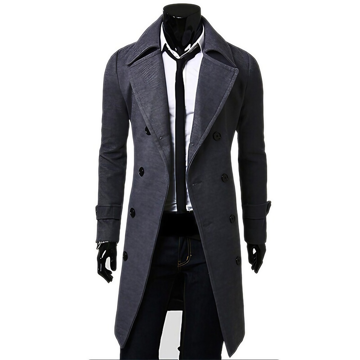 Trench homme ceinturé, coupe ajustée, quatre coloris, gris foncé