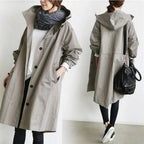 Trench femme imperméable à capuche, neuf coloris, du S au 5XL, gris clair