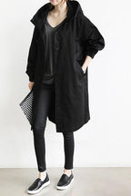 Trench femme imperméable à capuche, neuf coloris, du S au 5XL, noir