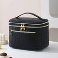 Grande trousse de maquillage femme en similicuir, 25 x 17 x 17 cm, noir