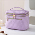 Grande trousse de maquillage femme en similicuir, 25 x 17 x 17 cm, violet