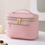 Grande trousse de maquillage femme en similicuir, 25 x 17 x 17 cm, rose