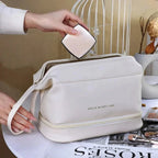 Trousse de toilette voyage femme en similicuir, 25 cm, quatre coloris, blanc