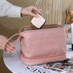 Trousse de toilette voyage femme en similicuir, 25 cm, quatre coloris, rose