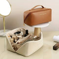 Trousse de toilette femme grande capacité, large ouverture, blanc