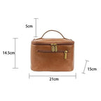 Trousse de toilette femme en similicuir rétro, 21 cm, trois coloris